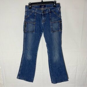 Vintage 90s Ikeda Jeans Med Wash Mid Rise Flare Leg Jeans 28